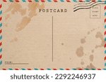 Small photo of Backside of old postcard with dirty stain