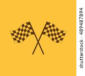 the checkered flag icon. finish ... | Shutterstock . vector #489487894