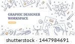 creative designer desk with... | Shutterstock .eps vector #1447984691