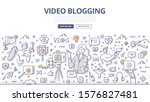 video blogging concept. woman... | Shutterstock .eps vector #1576827481