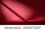 Small photo of Abstract red studio background for product presentation. Backdrop with shadows of window for display product.