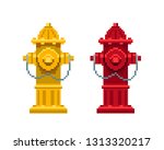 Fire Hydrant Icon. Pixel Art 