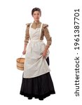 Young prairie woman with apron...