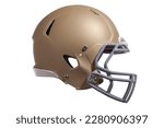 Modern football helmet in gold...
