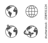 globe earth icons set isolated... | Shutterstock .eps vector #258931124