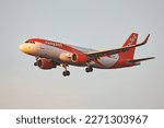 Small photo of PRAGUE - February 16, 2023: EasyJet Airbus A320-214 REG: G-EZWI at Vaclav Havel airport Prague (PRG), Czech Republic.EasyJet is a British multinational low-cost airline group headquartered at London.
