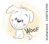 cute cartoon white puppy on a... | Shutterstock .eps vector #1100761934