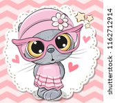 cute cartoon cat girl in pink... | Shutterstock .eps vector #1162712914