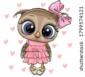 cute cartoon owl on a hearts... | Shutterstock .eps vector #1799574121
