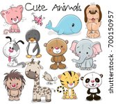 set of cute animals on a white... | Shutterstock .eps vector #700150957