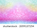 Small photo of Cute abstract multicolor pastel pink glitter sparkle confetti background for happy birthday party invite, princess little girl rainbow, fun girly unicorn pony kid pattern, multi color children mermaid