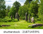 Small photo of Alignement of menhirs in the forest of Monteneuf remnant of old celts