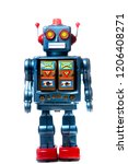 Vintage Tin Robot Toy Isolated...