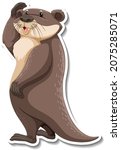 Cute Otter Wild Animal Cartoon...