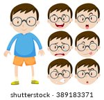Little Boy With Glasses And...