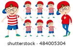 boy with different emotions... | Shutterstock .eps vector #484005304