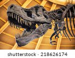 Close up of Giant Dinosaur  or T-rex skeleton