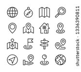 route and navigation line icons ... | Shutterstock .eps vector #1336390811