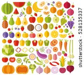 fruits and vegetables flat... | Shutterstock .eps vector #528135337
