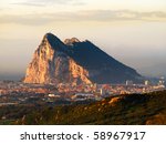 The rock of gibraltar in the morning dawn