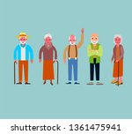 old  people set. grandparents   ... | Shutterstock .eps vector #1361475941
