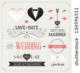 set of wedding ornaments and... | Shutterstock .eps vector #134596511