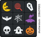 Set Of 9 Halloween Vector Web...