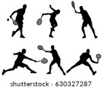 Set Of Tennis Player Silhouette 