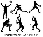Set Of Tennis Player Silhouette