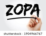 Small photo of ZOPA Zone Of Possible Agreement - bargaining range in an area where two or more negotiating parties may find common ground, acronym text with marker
