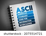 Small photo of ASCII - American Standard Code for Information Interchange acronym on notepad, technology concept background