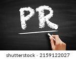 Small photo of PR Purchase Requisition - document that an employee within your organization creates to request a purchase of goods or services, acronym text on blackboard