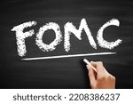 Small photo of FOMC Federal Open Market Committee acronym - committee within the Federal Reserve System, conducts monetary policy for the U.S. central bank, text on blackboard