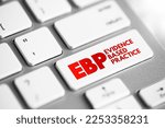 Small photo of EBP Evidence-based practice - idea that occupational practices ought to be based on scientific evidence, text button on keyboard