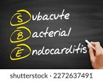 Small photo of SBE - Subacute Bacterial Endocarditis acronym, concept background