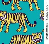 cute tiger cartoon roaring | Shutterstock .eps vector #620374277