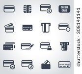vector black credit card icon... | Shutterstock .eps vector #308141141