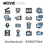 vector flat movie icons set on... | Shutterstock .eps vector #543037564