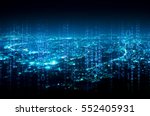 Small photo of abstract digital signature over night city background