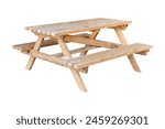 Wooden picnic table isolated on ...