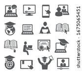 online education icons set on... | Shutterstock .eps vector #1675065451