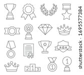 awards line icons set on white... | Shutterstock .eps vector #1695577384