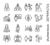 business woman line icons set... | Shutterstock . vector #2079591721