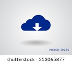flat icon of download cloud | Shutterstock .eps vector #253065877
