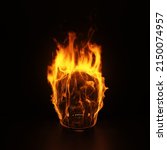 Burning Skull On Black. 3d...