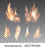 set of bright realistic fire... | Shutterstock .eps vector #302799284