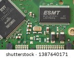 Small photo of TIMISOARA, ROMANIA - MARCH 30, 2019: Cose-up of a ESMT SDRAM microprocessor