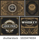 retro card. set of 4 templates. ... | Shutterstock .eps vector #1023474034