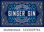 gin label with floral frame | Shutterstock .eps vector #1215329761