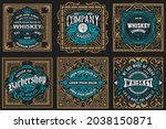 set of 6 labels. western style | Shutterstock .eps vector #2038150871
